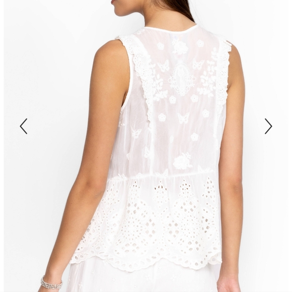 Johnny Was White Sleeveless Embroidered Top - Picture 3 of 7